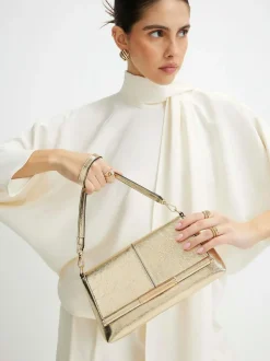 River Island Gold Bar Front Clutch Bag New