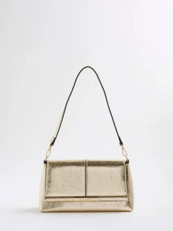 River Island Gold Bar Front Clutch Bag New