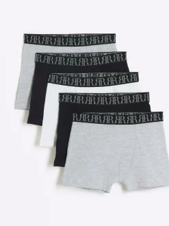 River Island Boxers 5 Pack Grey Marl