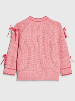 River Island Pink 3D Heart & Bow Cardigan Clearance