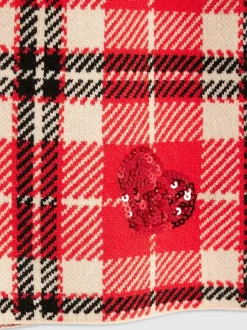 River Island Red Tartan Sequin Cardigan & Skirt Set Sale