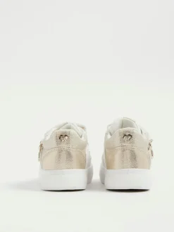 River Island White Girls Bow Charm Trainers New