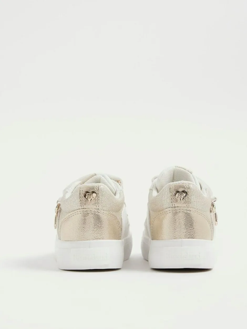 River Island White Girls Bow Charm Trainers New
