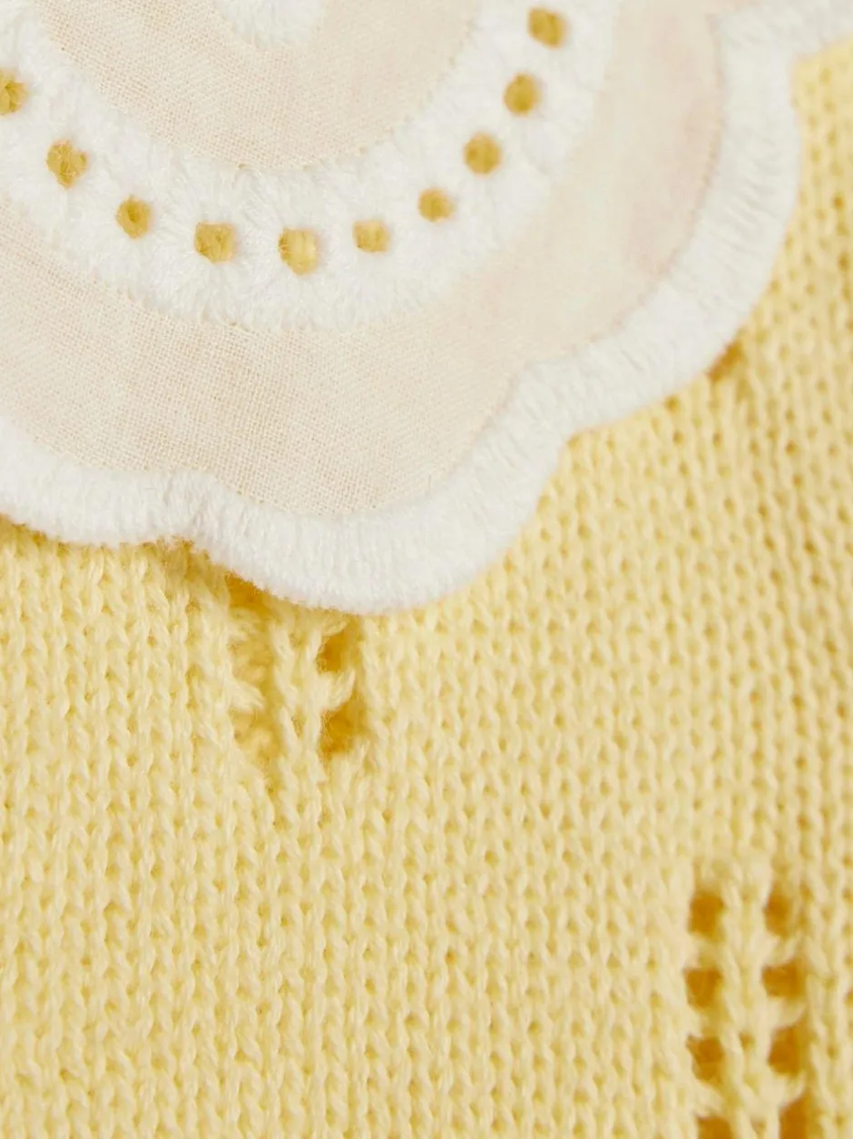 River Island Yellow Broderie Daisy Knitted Cardigan & Leggings Set Clearance