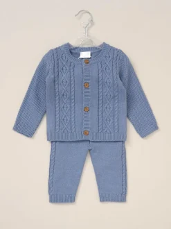 Rock-A-Bye Baby Boutique Blue True Knit Cardigan, Trousers Outfit Set