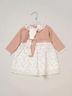 Rock-A-Bye Baby Boutique Pink True Knit Woven Dress & Headband Outfit Set Sale