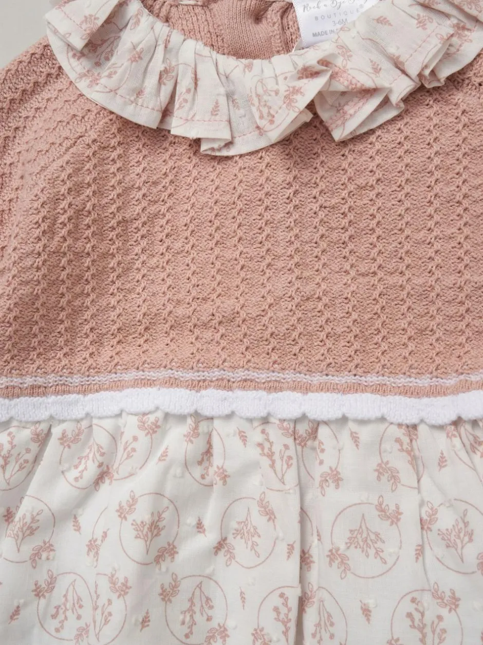 Rock-A-Bye Baby Boutique Pink True Knit Woven Dress & Headband Outfit Set Sale