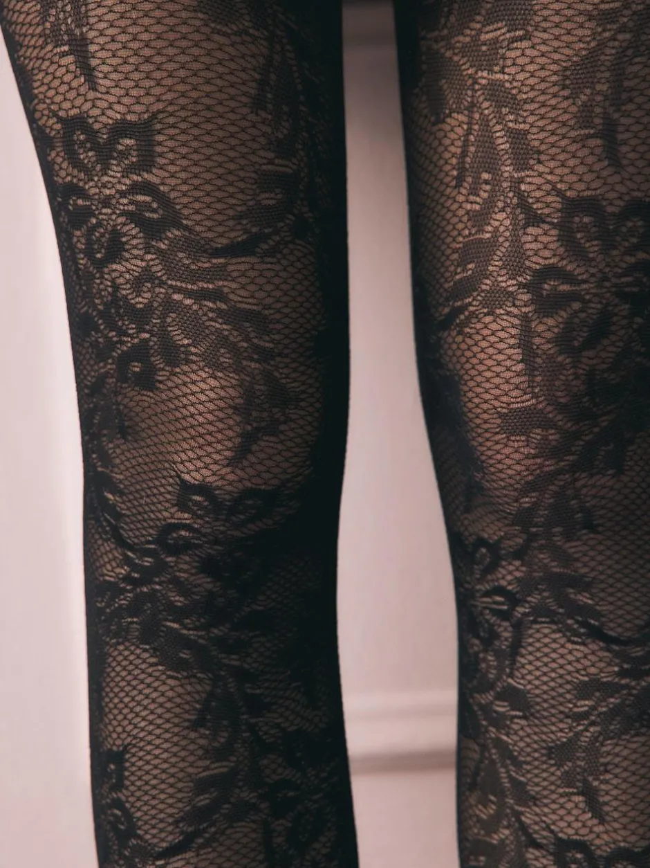Rockett St George Black Floral Tights Online