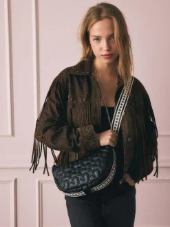 Rockett St George Black Quilted Cross-Body Bag with Star Strap Best