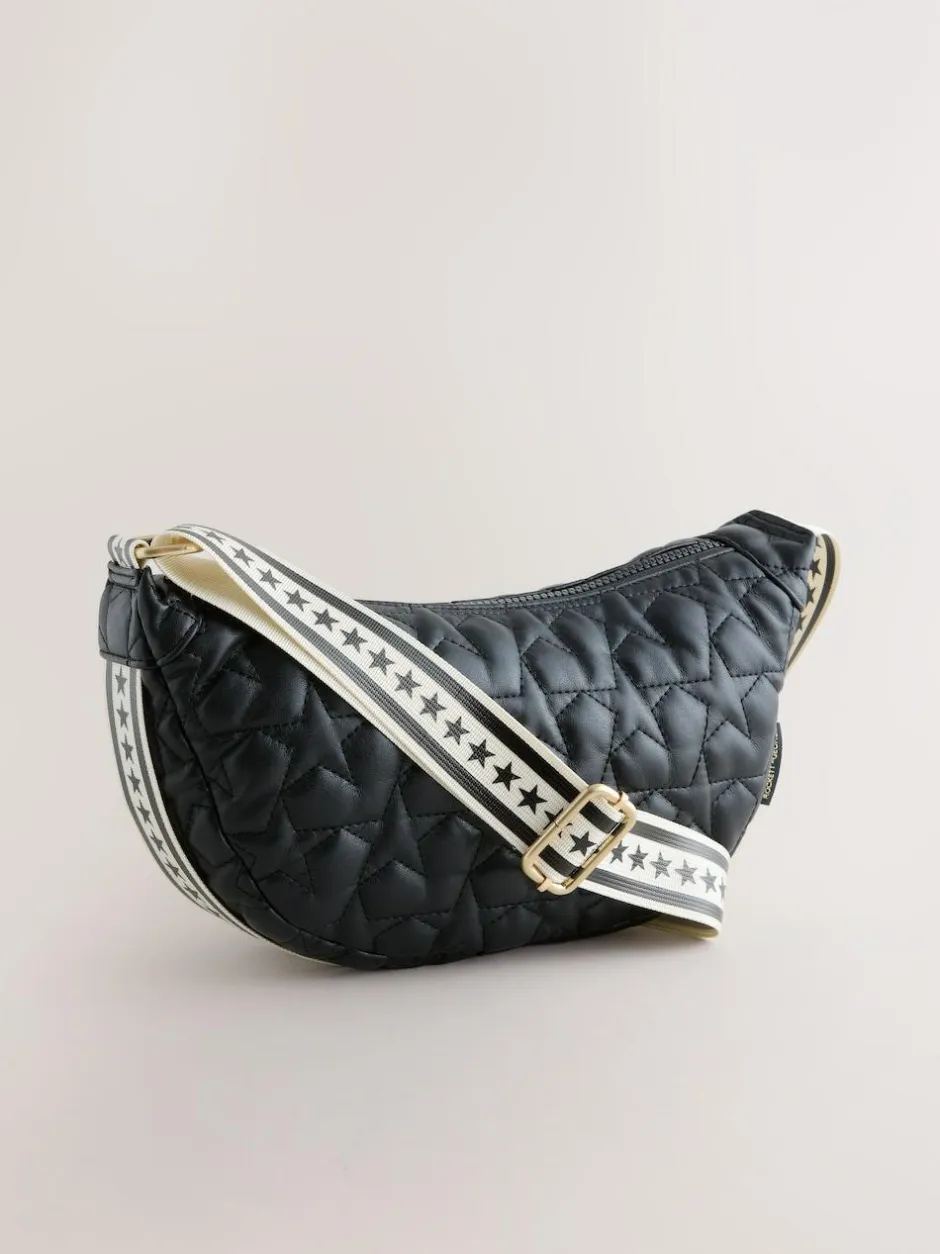 Rockett St George Black Quilted Cross-Body Bag with Star Strap Best