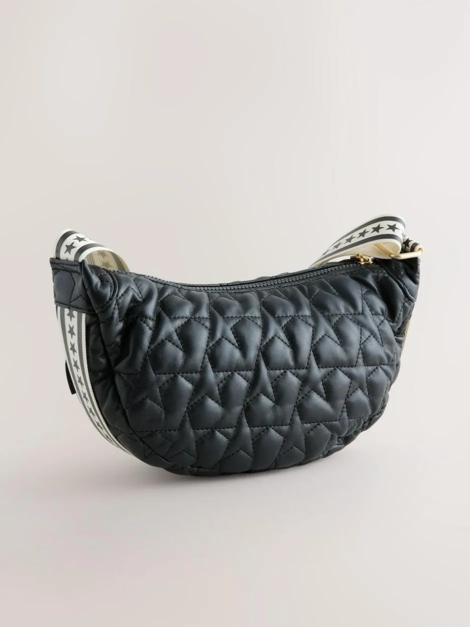 Rockett St George Black Quilted Cross-Body Bag with Star Strap Best