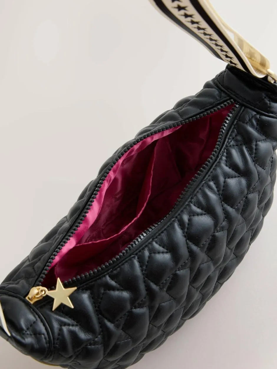 Rockett St George Black Quilted Cross-Body Bag with Star Strap Best