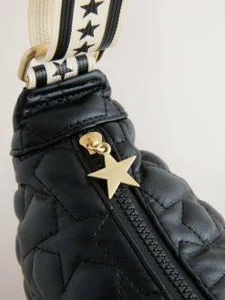 Rockett St George Black Quilted Cross-Body Bag with Star Strap Best