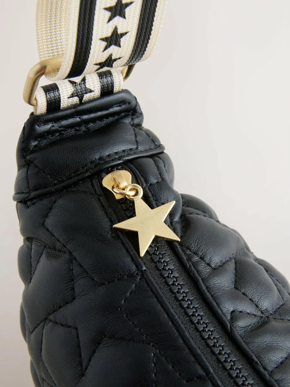 Rockett St George Black Quilted Cross-Body Bag with Star Strap Best