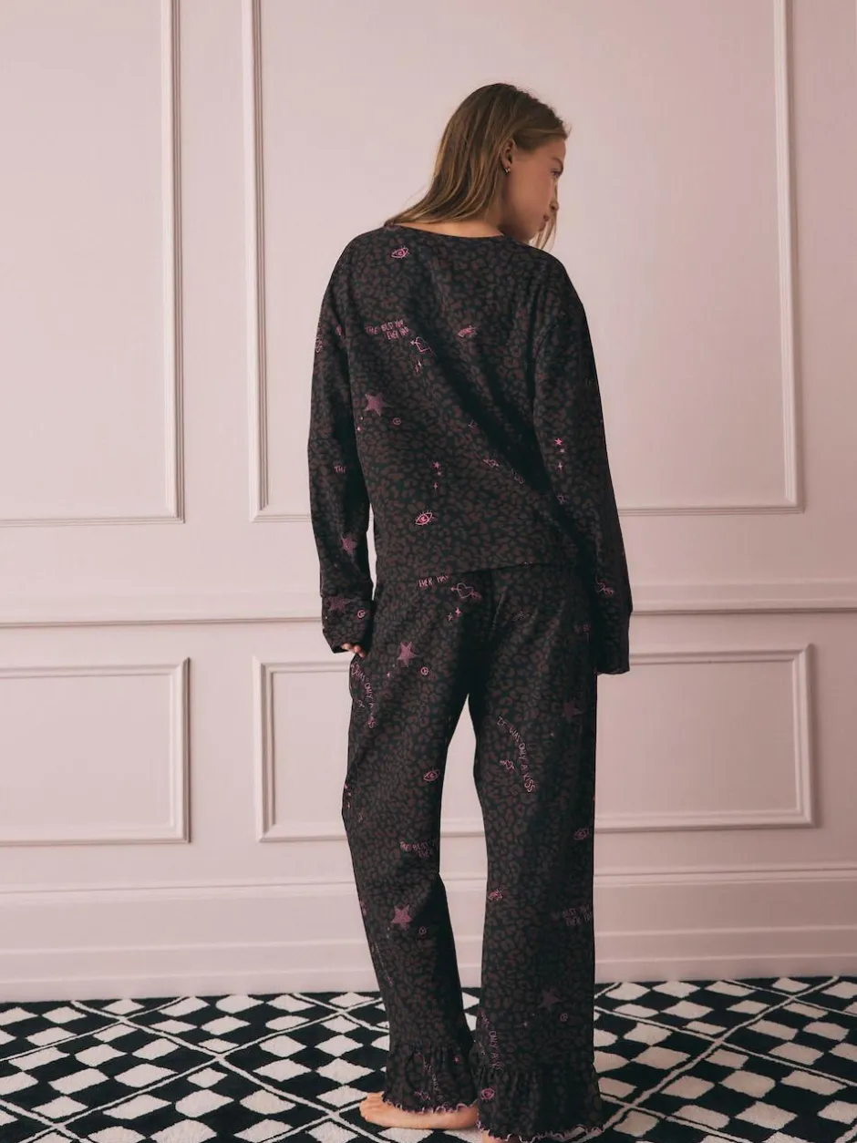 Rockett St George Chocolate Brown Leopard Tattoo Twosie Pyjamas New