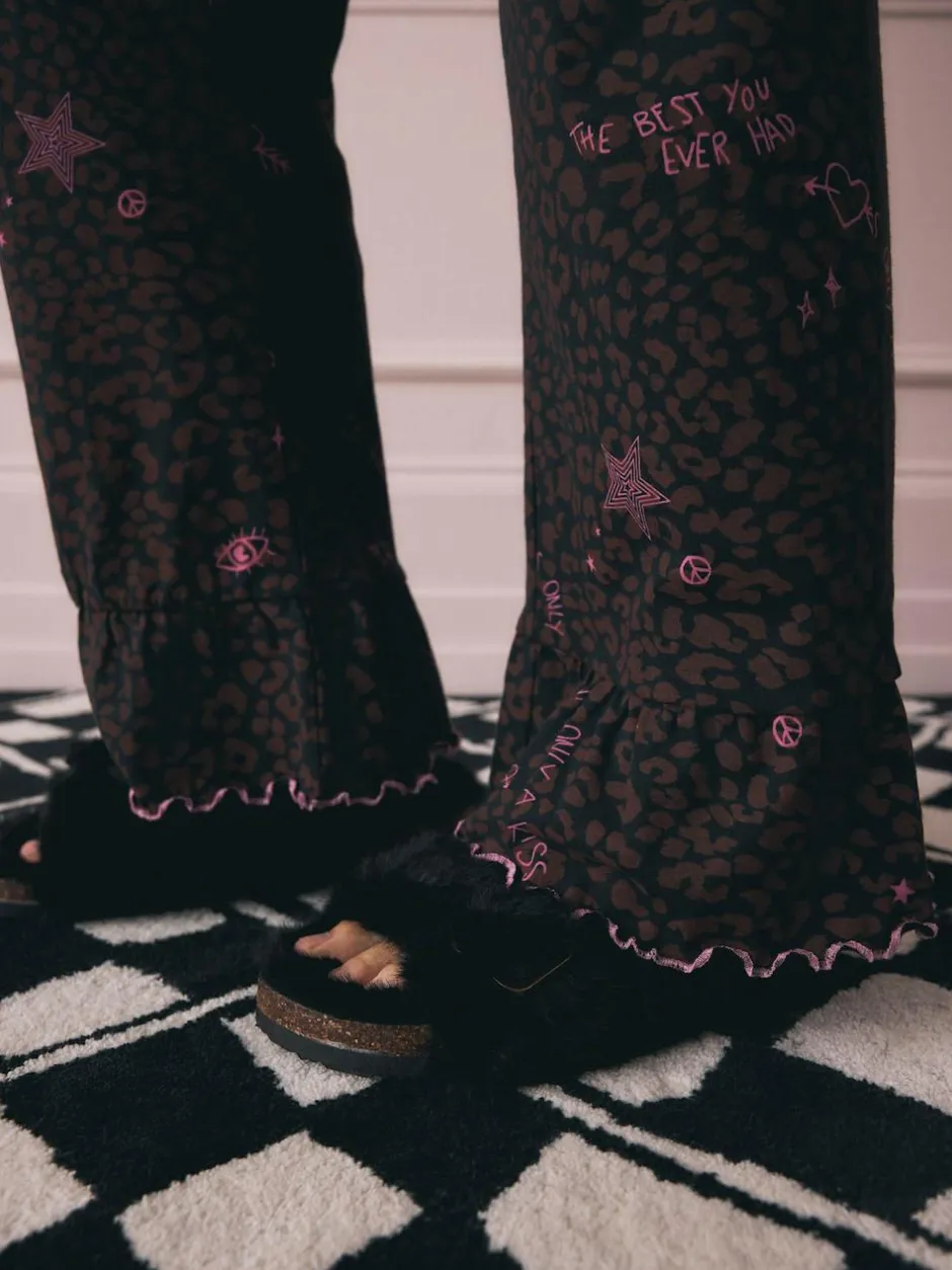 Rockett St George Chocolate Brown Leopard Tattoo Twosie Pyjamas New