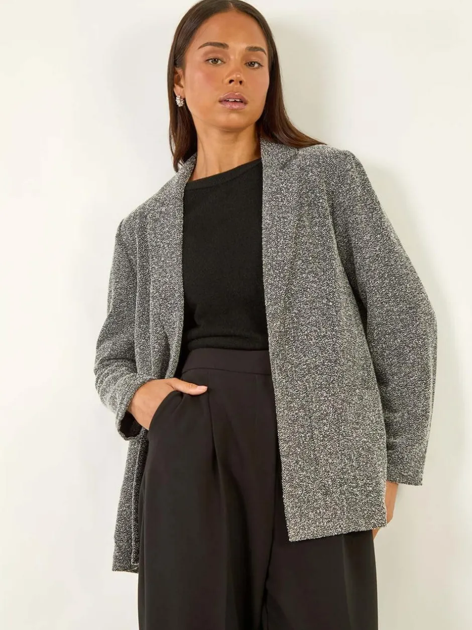 Roman Black Petite Herringbone Pocket Blazer Online