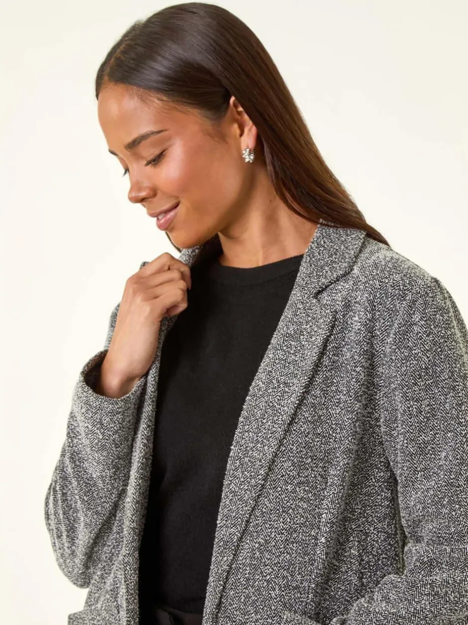 Roman Black Petite Herringbone Pocket Blazer Online