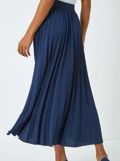 Roman Blue Pleated Maxi Skirt Online