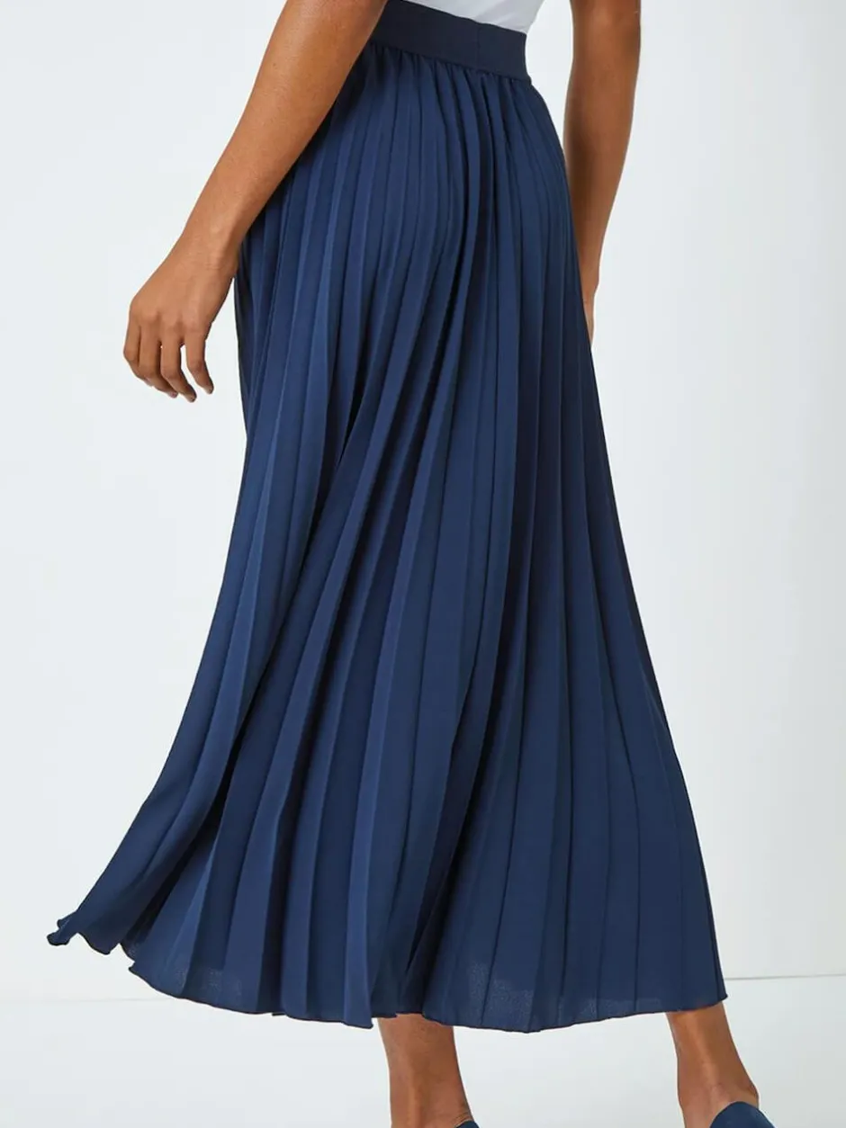 Roman Blue Pleated Maxi Skirt Online