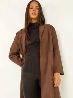 Roman Petite Faux Suede Pocket Jacket Brown Online