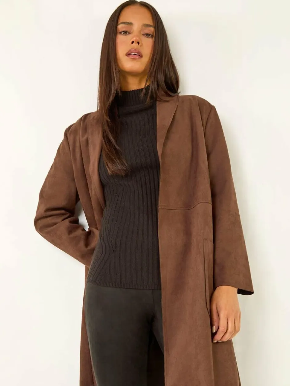 Roman Petite Faux Suede Pocket Jacket Brown Online