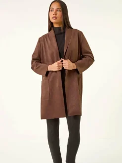 Roman Petite Faux Suede Pocket Jacket Brown Online