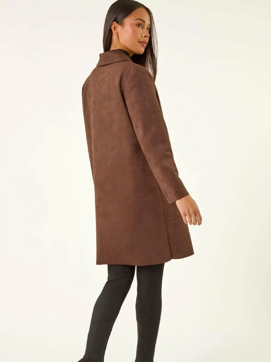 Roman Petite Faux Suede Pocket Jacket Brown Online