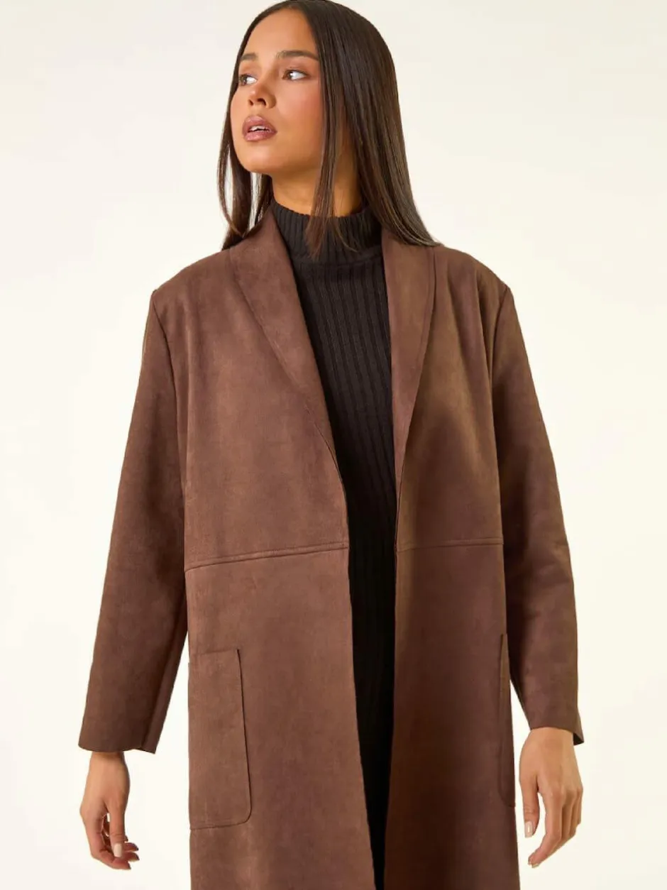 Roman Petite Faux Suede Pocket Jacket Brown Online