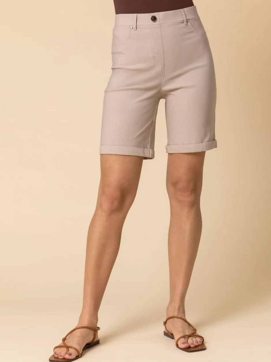 Roman Natural Turned Hem Stretch Shorts Sale