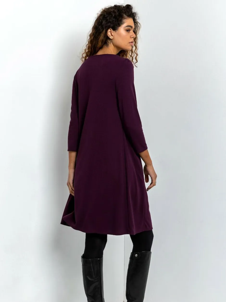 Roman Purple A-Line Pocket Detail Swing Dress Outlet