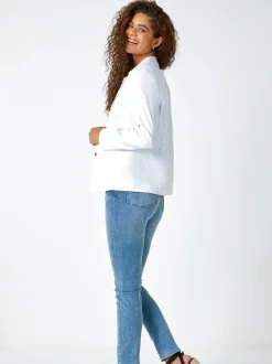 Roman Stretch Button Detail Blazer White New