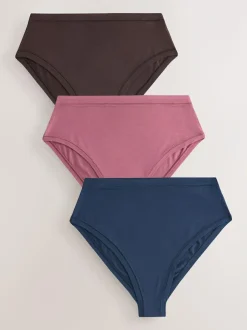 Next High Waist High Leg Ultimate Comfort Cotton Knickers 3 Pack Rose Pink Discount