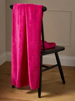 Next Rose Pink Plush Fleece Throw Discount