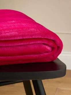 Next Rose Pink Plush Fleece Throw Discount