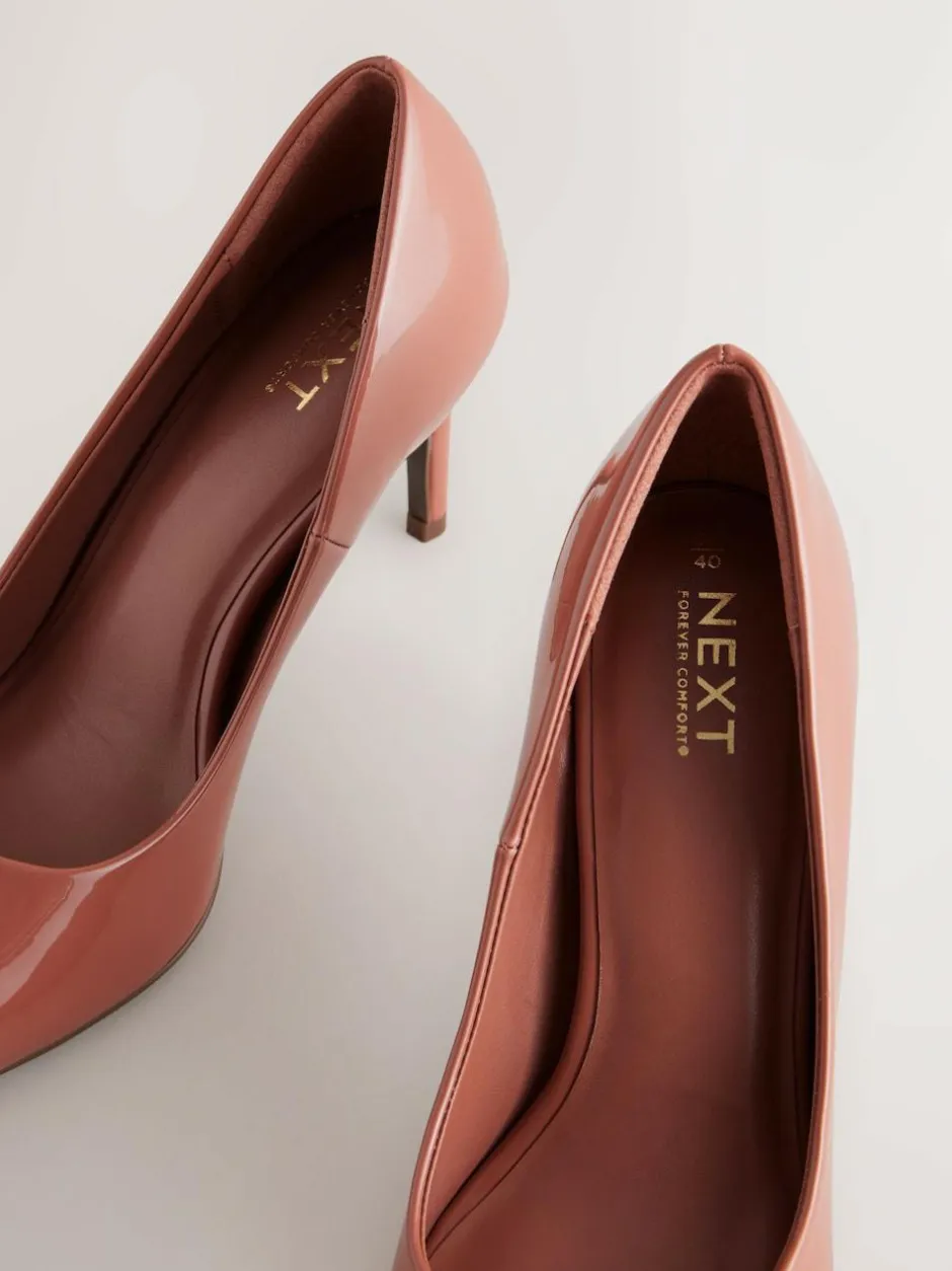 Next Point Toe Mid Heel Court Shoes Rose Pink
