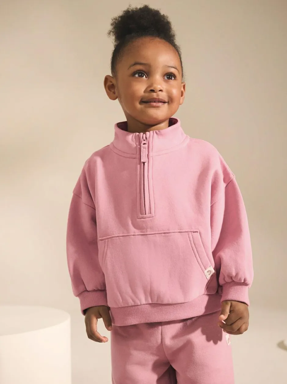 Next Rose Pink Quarter Zip Sweatshirt (3mths-7yrs) Clearance