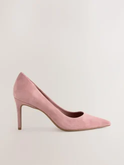 Next Rose Pink Suede Standard/Wide Fit Leather Mid Court Shoes Hot