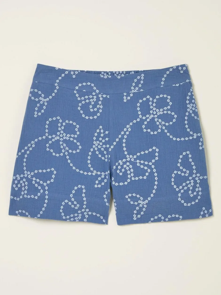 Fat Face Rosie Chambray Blue Printed Shorts Discount
