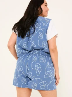 Fat Face Rosie Chambray Blue Printed Shorts Discount