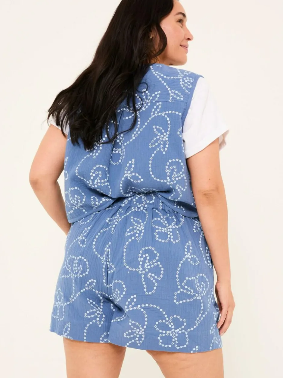 Fat Face Rosie Chambray Blue Printed Shorts Discount