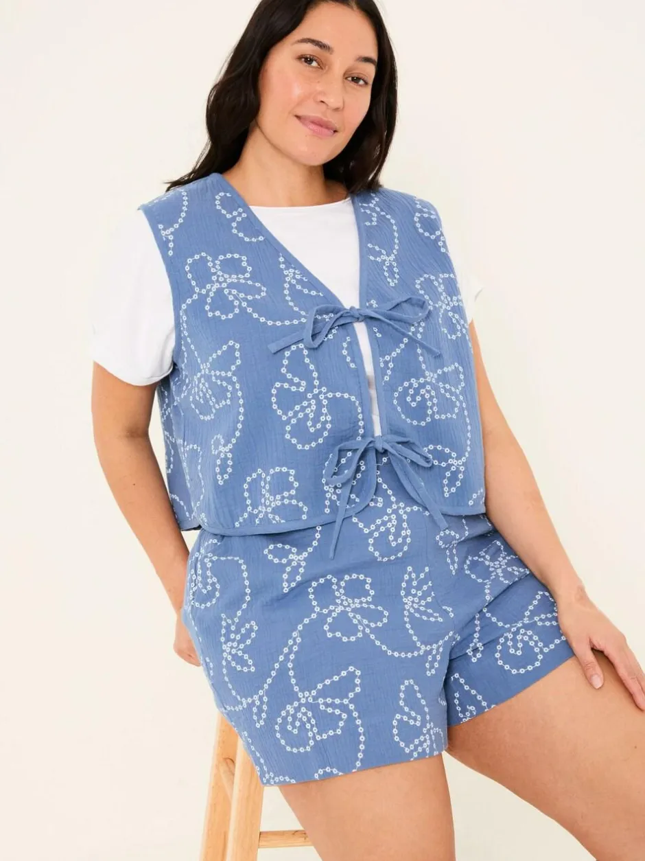 Fat Face Rosie Chambray Blue Printed Shorts Discount