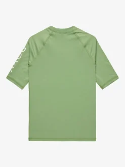 Roxy Girls Wholehearted Short Sleeve Logo Rash Vest Green Outlet