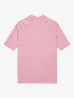Roxy Girls Wholehearted Short Sleeve Logo Rash Vest Pink Best