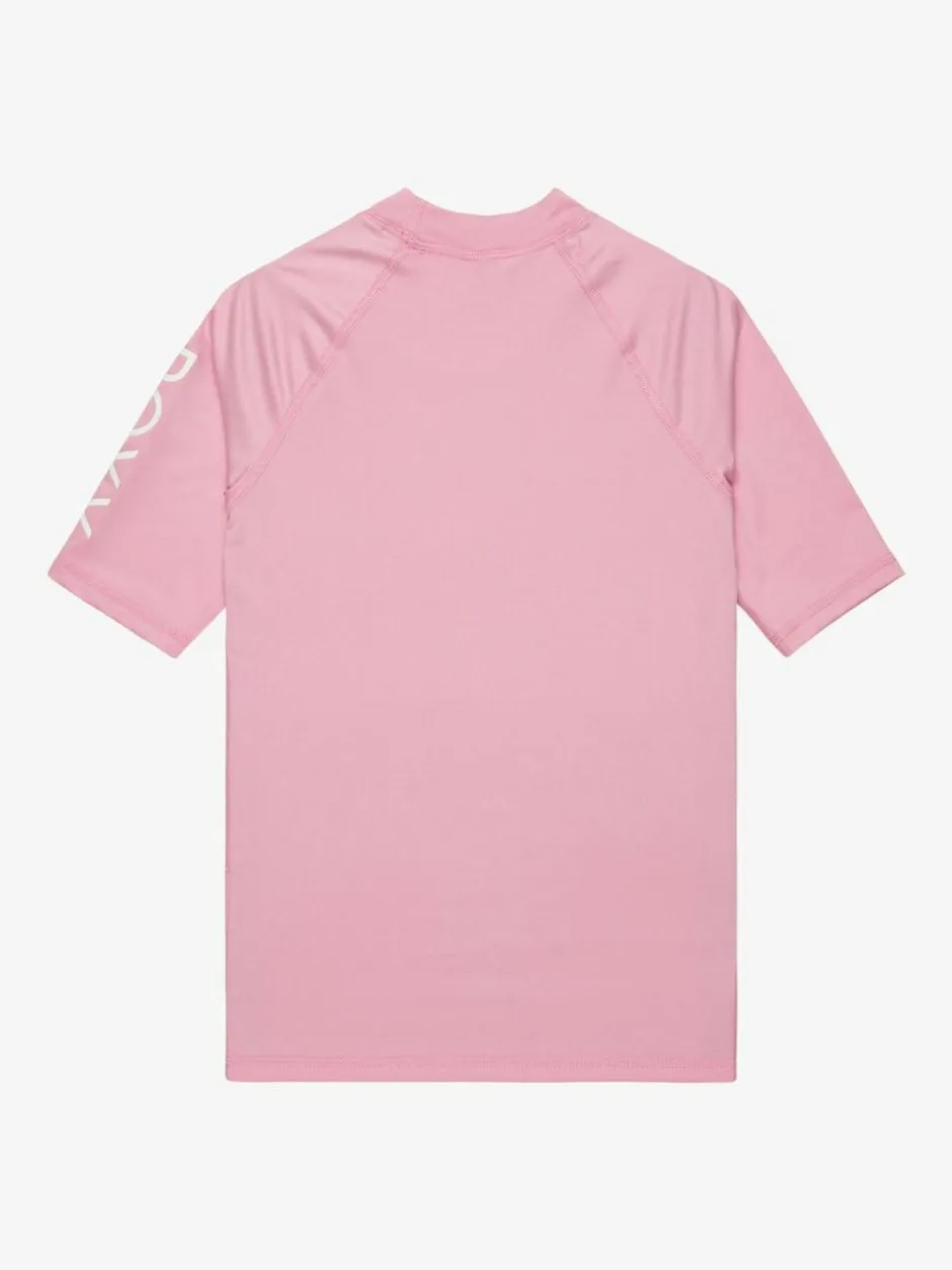 Roxy Girls Wholehearted Short Sleeve Logo Rash Vest Pink Best