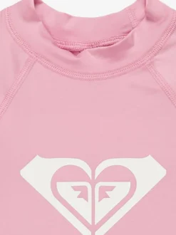 Roxy Girls Wholehearted Short Sleeve Logo Rash Vest Pink Best
