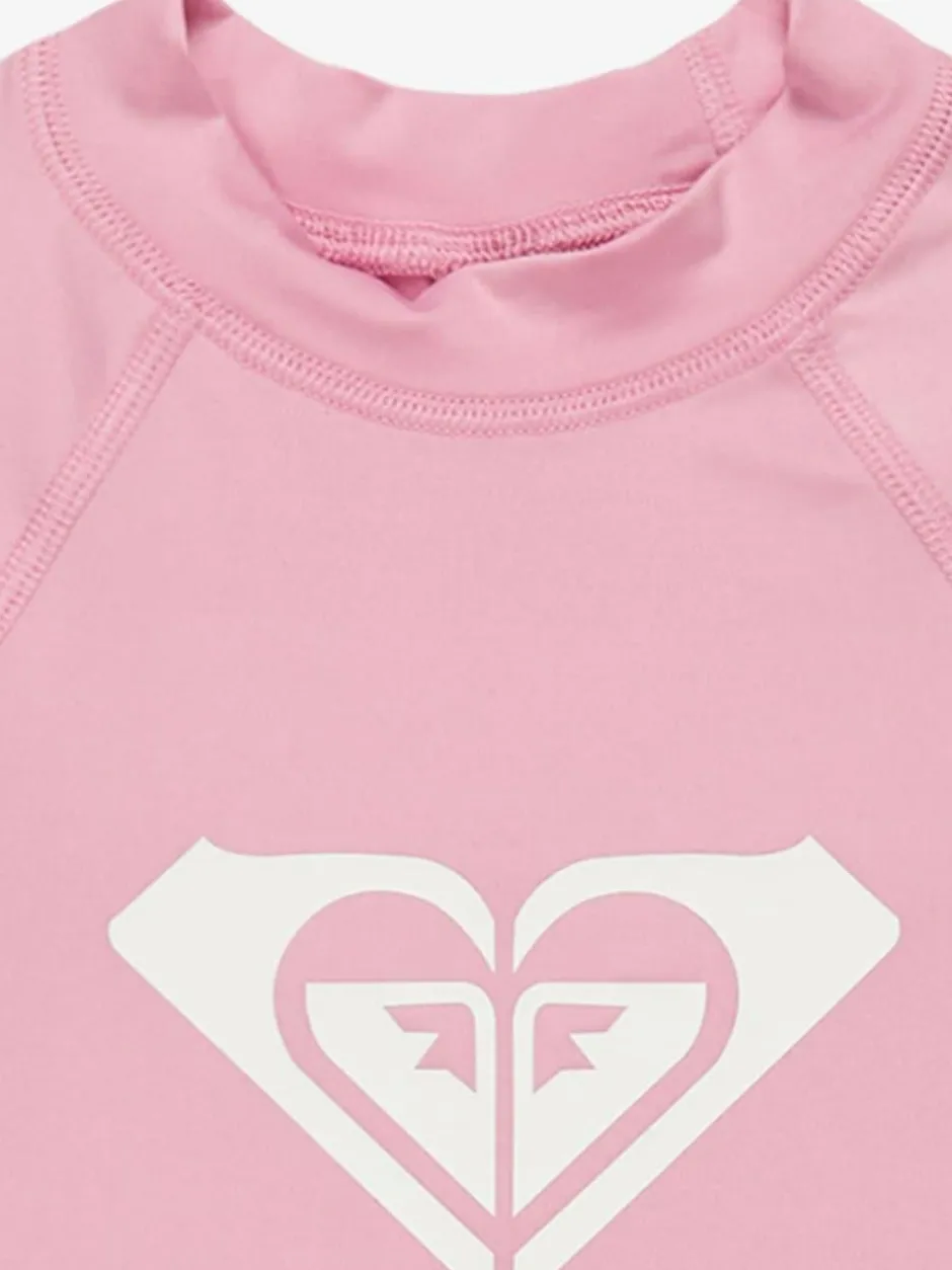 Roxy Girls Wholehearted Short Sleeve Logo Rash Vest Pink Best