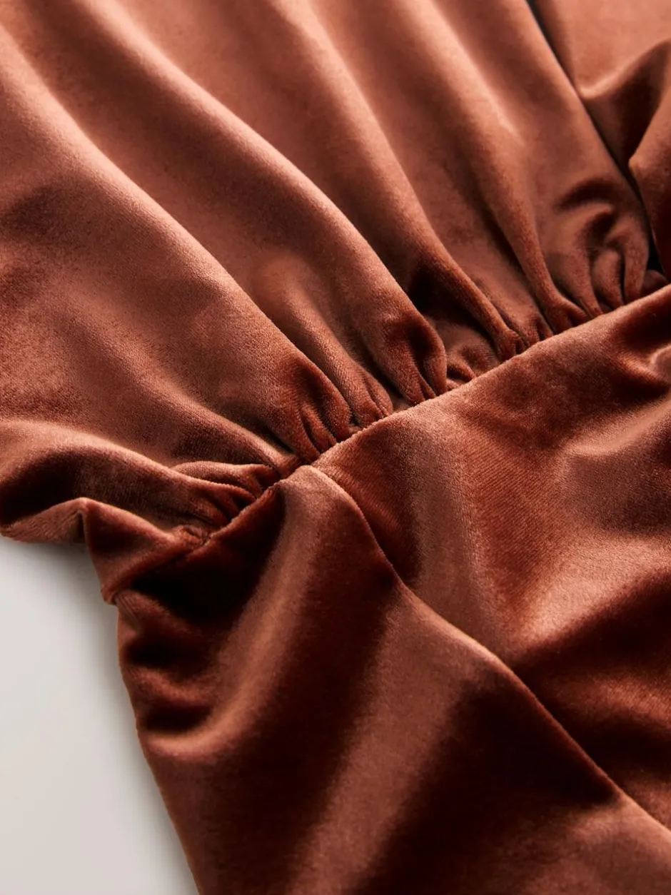 Next Bridesmaid Velvet Multiway Maxi Dress Rust Brown Clearance