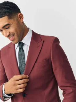 Next Slim Fit Slim Fit Motion Flex Wool Blend Suit Jacket Rust Brown Online