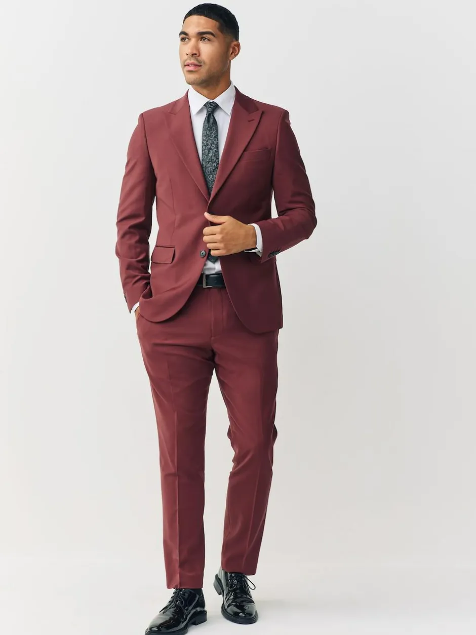 Next Slim Fit Slim Fit Motion Flex Wool Blend Suit Jacket Rust Brown Online